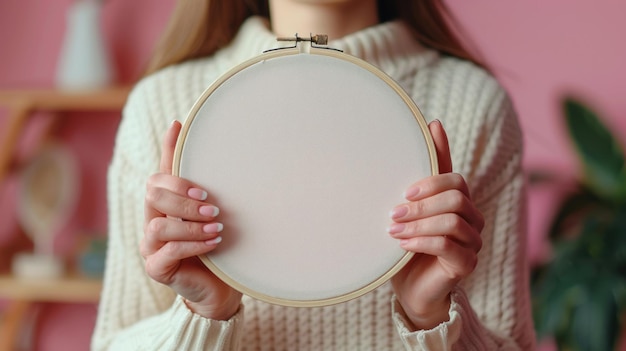 Ruky držiace vyšívací rám